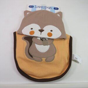 Love Spun Hat & Bib Squirrel or Chipmunk Animal (could use as Halloween Costume)